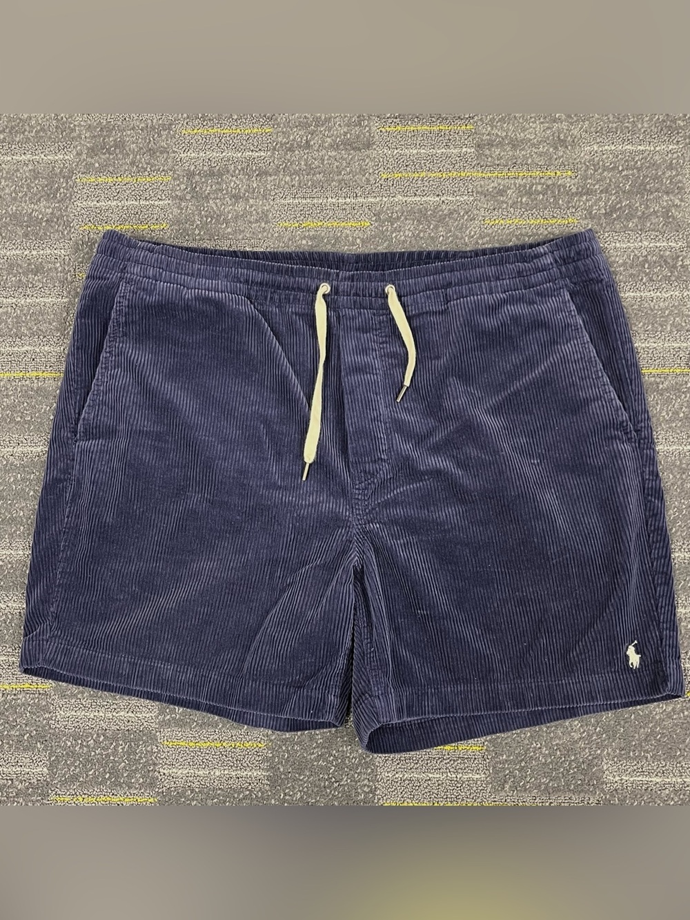 Polo Ralph Lauren Corduroy Shorts Mens 2XL Navy Blue Drawstring 5” Chino Casual